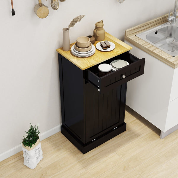 English Elm One Drawer Tilt Out Trash Cabinet Matte Black Mdf Kitchen Storage Bin Organizer W1120127325