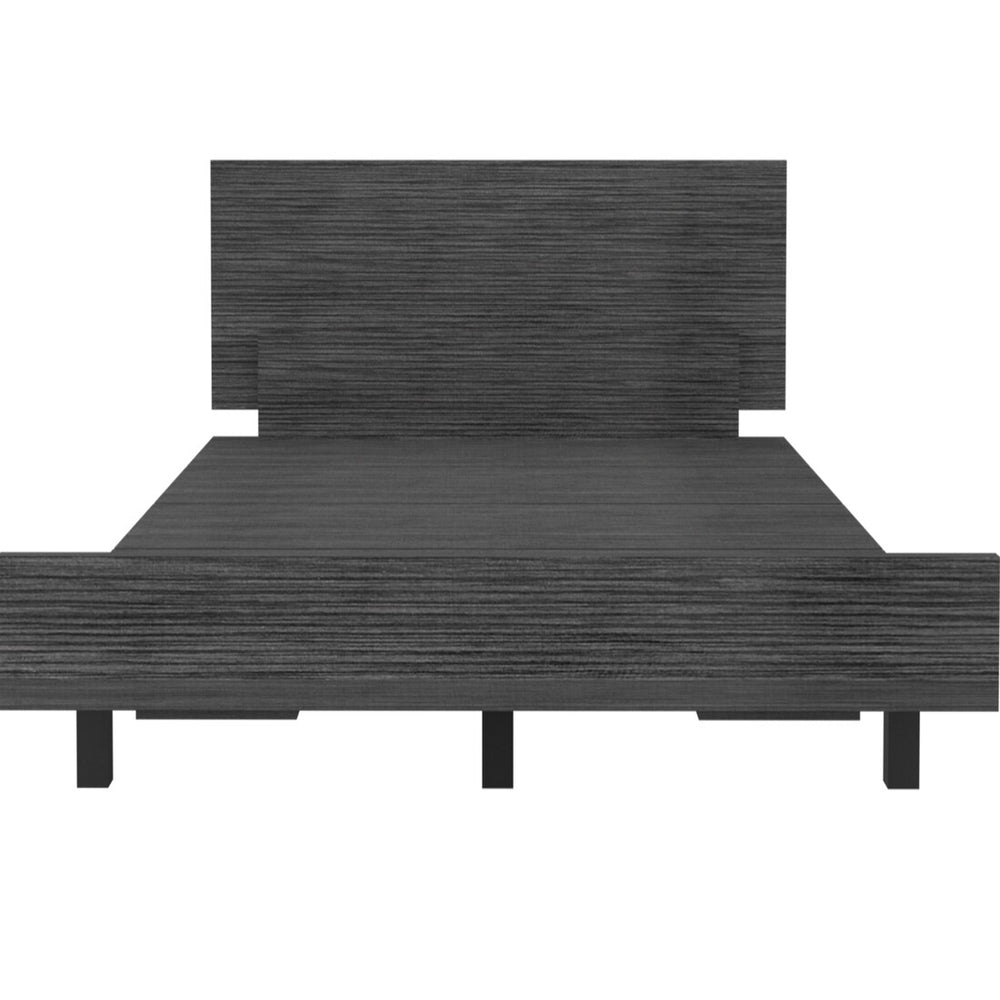 English Elm Twin Bed Base Cervants Smokey Oak Gray Engineered Wood Twin Frame 441 LB Capacity Headboard 13.7" Easy Assembly Durable Modern Classic Design B092S00199