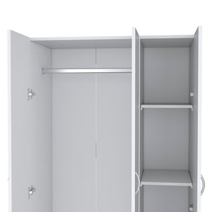 English Elm Wardrobe Erie White – 3-Door Engineered Wood Closet with Hanging Rod, 2 Drawers & 4 Shelves B092S00214