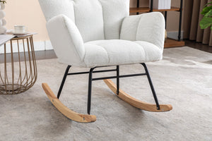 English Elm 050-teddy Fabric Rocking Glider Chair Plush Foam Nursery and Living Room Accent Seat W527135428