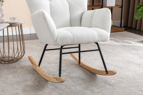 English Elm 050-teddy Fabric Rocking Glider Chair Plush Foam Nursery and Living Room Accent Seat W527135428