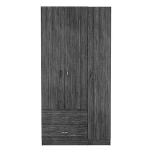 English Elm Three Door Armoire Clark Smokey Oak/White — 70.8"H storage cabinet with rod, 4 shelves & 2 drawers durable engineered wood B092S00205