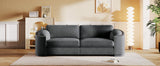 English Elm Stylish Sofa With Semilunar Arm, Rivet Detailing, and Solid Frame For Living Room