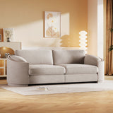 English Elm Stylish Sofa With Semilunar Arm, Rivet Detailing, and Solid Frame For Living Room