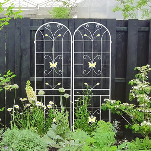 English Elm 4 Pack Powder Coated Steel Garden Trellis Panels Rustproof Vertical Vine Support Outdoor Cream White W1586P151252