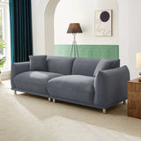 English Elm 88.58" Sofa, Comfy Sofa Couch With Extra Deep Seats, Modern Sofa Bread-Like Sofa With 2 Pillows and Metal Feet With Anti-Skid Pads, Dark Grey.