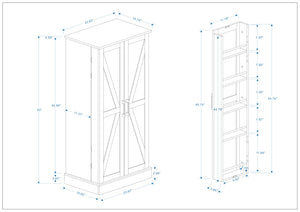 English Elm 50" Freestanding Pantry Cabinet with Led Sensor Light and Adjustable Shelves Mdf White W1120127335