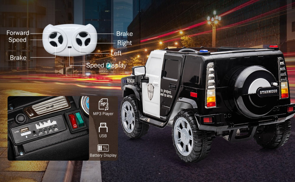 English Elm 12v7a Kids Ride on Off Road Car with Leather Seat Remote Control and Open Doors W1620122091