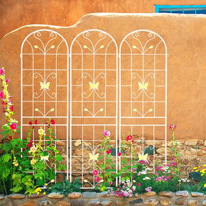 English Elm 4 Pack Powder Coated Steel Garden Trellis Panels Rustproof Vertical Vine Support Outdoor Cream White W1586P151252
