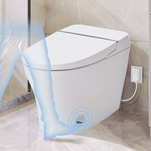 English Elm Smart Toilet Bidet Combo Compact Tankless Dual-Flush 1/1.28 GPF Foot-Sensor LED Night Light Soft-Close WF314231AAA
