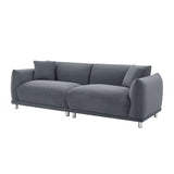 English Elm 88.58" Sofa, Comfy Sofa Couch With Extra Deep Seats, Modern Sofa Bread-Like Sofa With 2 Pillows and Metal Feet With Anti-Skid Pads, Dark Grey.