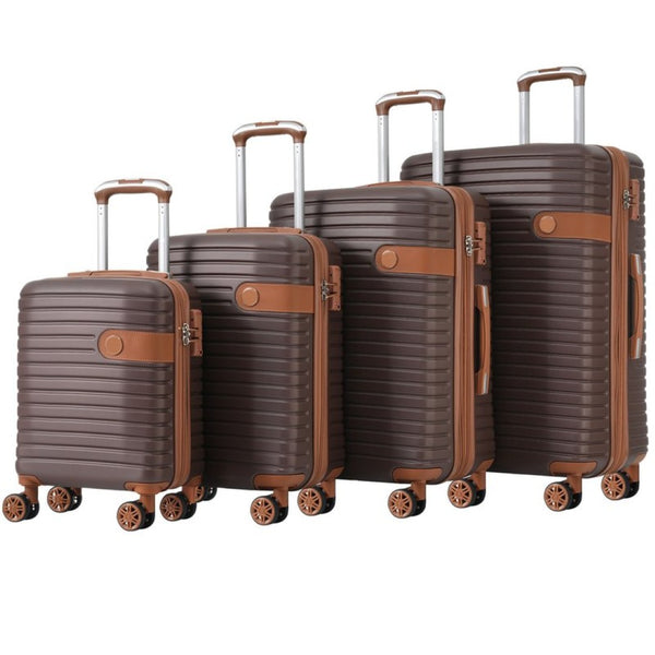 English Elm 4 Piece Abs Hard Shell Luggage Set with Spinner Wheels Tsa Lock and Packing Cubes Brown PP313145AAD