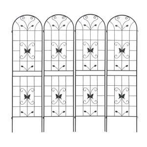 English Elm 4 Pack Powder Coated Steel Garden Trellis Panels Rustproof Vertical Vine Support Outdoor Black W1586P151254