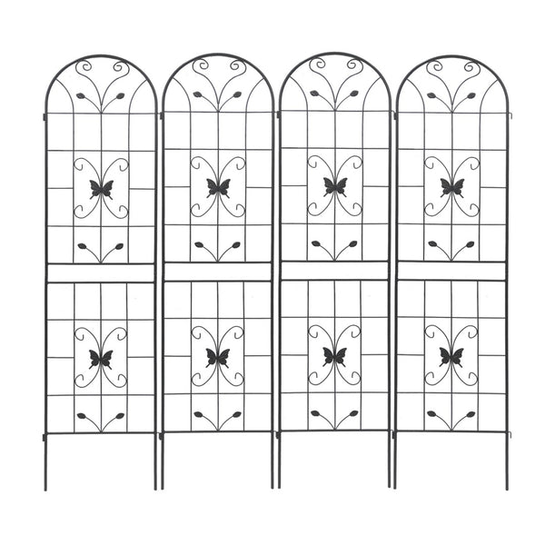 English Elm 4 Pack Powder Coated Steel Garden Trellis Panels Rustproof Vertical Vine Support Outdoor Black W1586P151254