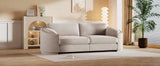 English Elm Stylish Sofa With Semilunar Arm, Rivet Detailing, and Solid Frame For Living Room