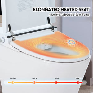 English Elm Heated Elongated Compact Tankless Toilet with Adjustable 4‑Level Seat Heat, Foot Sensor Flush, LED Night Light WF314230AAA