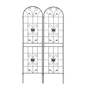 English Elm 4 Pack Powder Coated Steel Garden Trellis Panels Rustproof Vertical Vine Support Outdoor Black W1586P151254