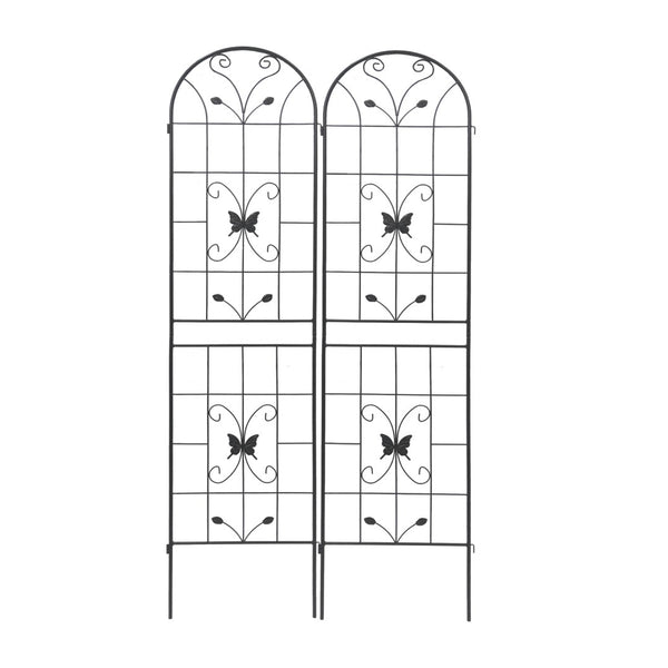 English Elm 4 Pack Powder Coated Steel Garden Trellis Panels Rustproof Vertical Vine Support Outdoor Black W1586P151254