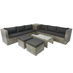 English Elm 8 Piece Patio Sectional Set Modular Wicker Rattan Outdoor Sofa with Large Under-Seat Storage Box W329S00030