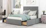 Hearth and Haven Full Size Upholstery Platform Bed with Four Drawers On Two Sides, Adjustable Headboard(Old Sku: Wf291773Eaa) WF309909EAA