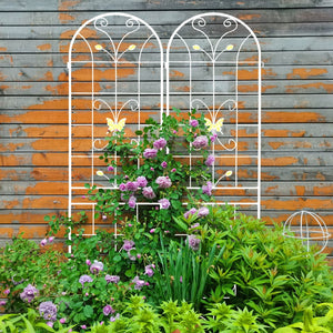 English Elm 4 Pack Powder Coated Steel Garden Trellis Panels Rustproof Vertical Vine Support Outdoor Cream White W1586P151252