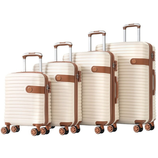English Elm 4 Piece Abs Hard Shell Luggage Set with Spinner Wheels Tsa Lock and Packing Cubes Cream PP313145AAO
