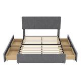 Hearth and Haven Full Size Upholstery Platform Bed with Four Drawers On Two Sides, Adjustable Headboard(Old Sku: Wf291773Eaa) WF309909EAA