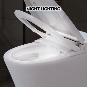 English Elm Smart Toilet Bidet Combo Compact Tankless Dual-Flush 1/1.28 GPF Foot-Sensor LED Night Light Soft-Close WF314231AAA