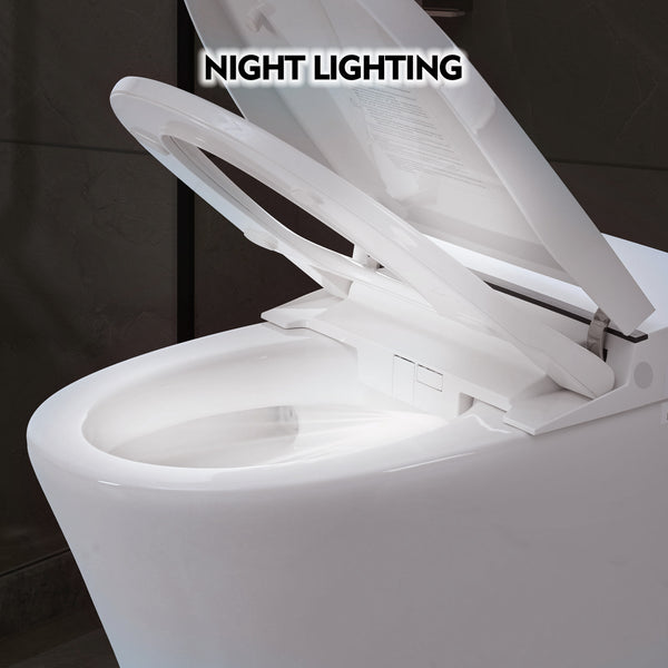 English Elm Smart Toilet Bidet Combo Compact Tankless Dual-Flush 1/1.28 GPF Foot-Sensor LED Night Light Soft-Close WF314231AAA