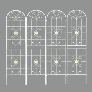 English Elm 4 Pack Powder Coated Steel Garden Trellis Panels Rustproof Vertical Vine Support Outdoor Cream White W1586P151252