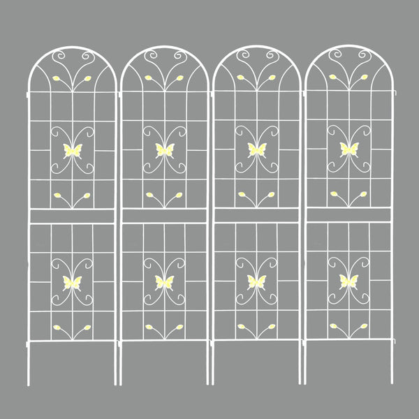 English Elm 4 Pack Powder Coated Steel Garden Trellis Panels Rustproof Vertical Vine Support Outdoor Cream White W1586P151252