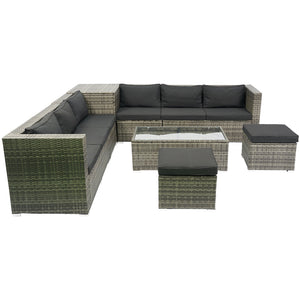 English Elm 8 Piece Patio Sectional Set Modular Wicker Rattan Outdoor Sofa with Large Under-Seat Storage Box W329S00030