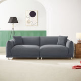 English Elm 88.58" Sofa, Comfy Sofa Couch With Extra Deep Seats, Modern Sofa Bread-Like Sofa With 2 Pillows and Metal Feet With Anti-Skid Pads, Dark Grey.