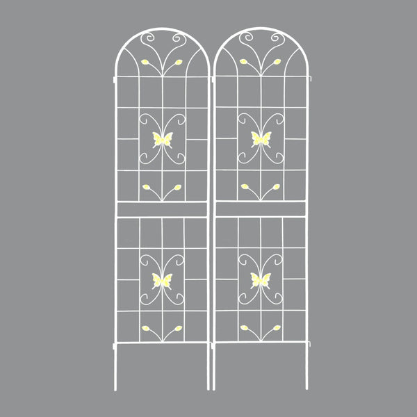 English Elm 4 Pack Powder Coated Steel Garden Trellis Panels Rustproof Vertical Vine Support Outdoor Cream White W1586P151252