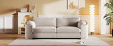 English Elm Stylish Sofa With Semilunar Arm, Rivet Detailing, and Solid Frame For Living Room