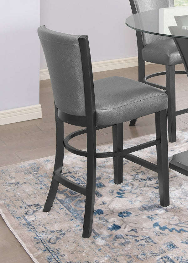 English Elm 2Pc Contemporary Glam Counter Height Dining Chairs - Plush Gray Fabric & Rich Black Wooden Frame B011P151403