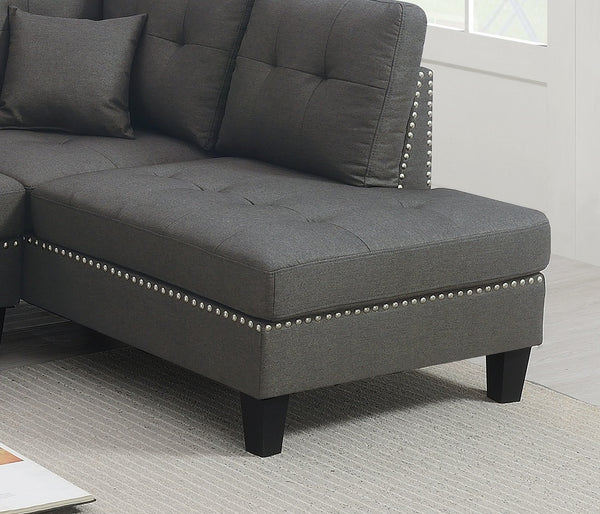 English Elm 2-PCS Sectional Sofa Set with Tufted Linen-Like Upholstery, Nailhead Trim, Plush Cushions, Modern Design Dark Coffee 34 L x 14 W x 67 H B011S00664