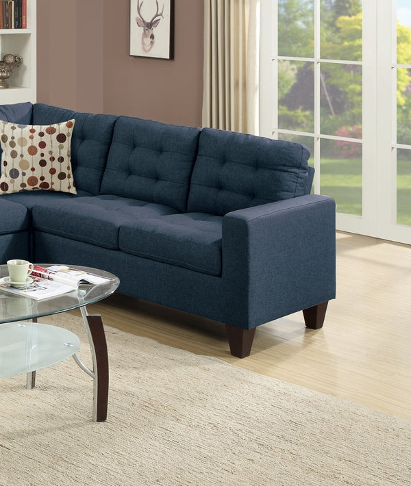 English Elm Modular Navy Polyfiber Sectional Sofa Four Piece Tufted Living Room Couch Set B011S00678