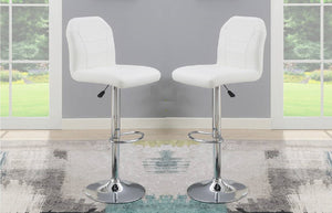 English Elm Adjustable Leather-Style Bar Stools Set of 2 with Chrome Base, Footrest, Modern Hotel-Style Appeal White 18 L x 18 W x 27 H B011P151352