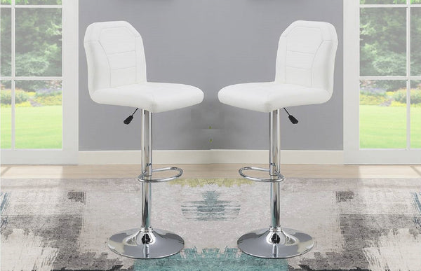 English Elm Adjustable Leather-Style Bar Stools Set of 2 with Chrome Base, Footrest, Modern Hotel-Style Appeal White 18 L x 18 W x 27 H B011P151352