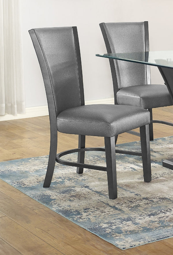 English Elm 2Pc Contemporary Glam Upholstered Dining Side Chairs Set In Plush Gray Fabric With Black Frame B011P151400