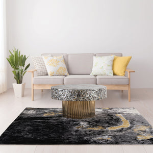 English Elm T 1207-32 Coffee Table with Mother of Pearl Top, Stainless Steel Base & Brass TPR Finish for Modern Luxury B009140758