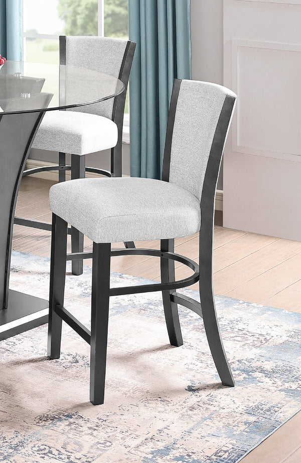 English Elm 2Pc Contemporary Glam Upholstered Dining Side Chairs Set - Dove Gray Fabric, Stylish Black Frame B011P151402