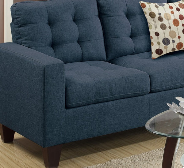 English Elm Modular Navy Polyfiber Sectional Sofa Four Piece Tufted Living Room Couch Set B011S00678