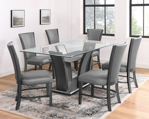 English Elm 2Pc Contemporary Glam Upholstered Dining Side Chairs Set In Plush Gray Fabric With Black Frame B011P151400