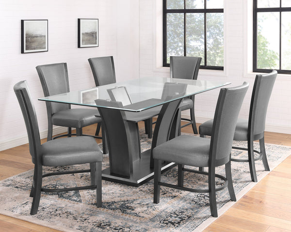 English Elm 2Pc Contemporary Glam Upholstered Dining Side Chairs Set In Plush Gray Fabric With Black Frame B011P151400