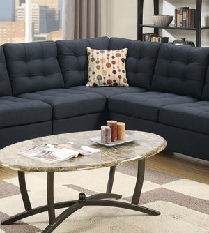 English Elm Modular Four Piece Sectional Sofa Black Polyfiber Tufted Living Room Couch Set B011S00677