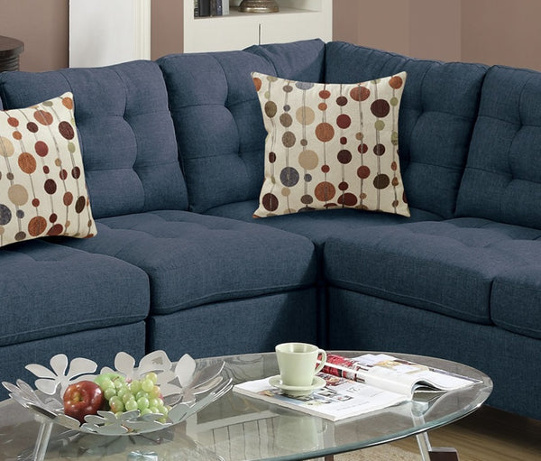 English Elm Modular Navy Polyfiber Sectional Sofa Four Piece Tufted Living Room Couch Set B011S00678