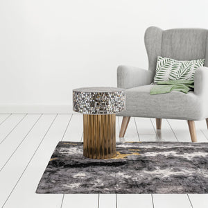 English Elm ET Mother of Pearl Top End Table with Brass TPR Finish & Stainless Steel Base — Modern Luxury Accent B009140759