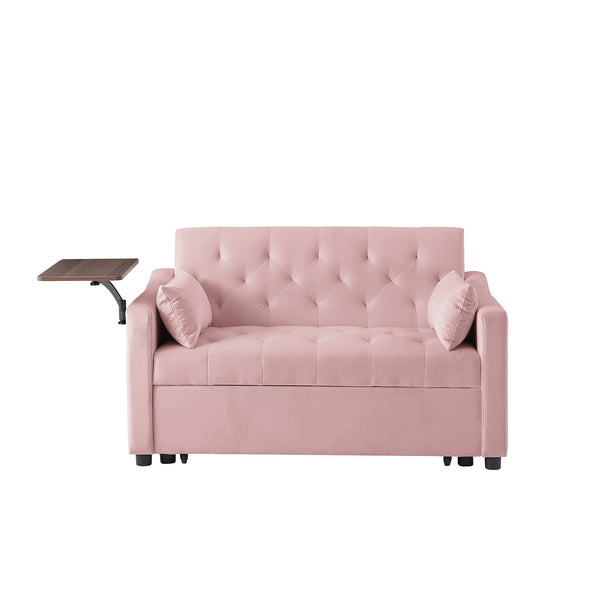 English Elm PINK Velvet Sofa Bed with Foam Seat, Solid Wood Frame, Plush Upholstery, Compact 46" L Convertible Couch W588136690
